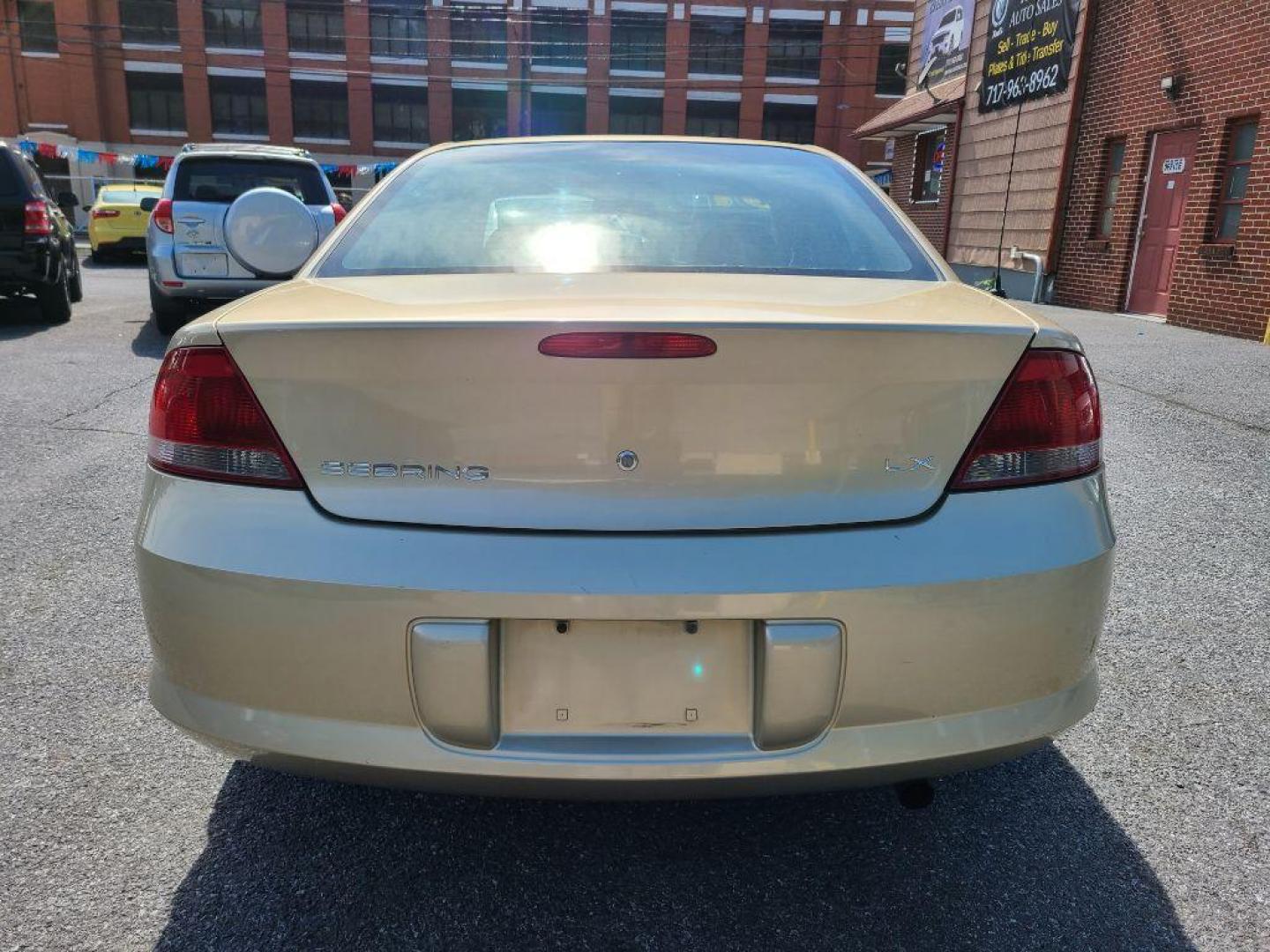 2001 TAN CHRYSLER SEBRING LX (1C3EL46X01N) with an 2.4L engine, Automatic transmission, located at 117 North Cameron Street, Harrisburg, PA, 17101, (717) 963-8962, 40.266762, -76.875259 - WE FINANCE!!! Good Credit/ Bad Credit/ No Credit - ALL Trade-Ins Welcomed!!! ***Guaranteed Credit Approval*** APPLY ONLINE or CALL us TODAY ;) Internet Prices and Marketplace Prices are SPECIAL discounted ***CASH DEALS*** Retail Prices are higher. Please call us to discuss your cash and finan - Photo#3